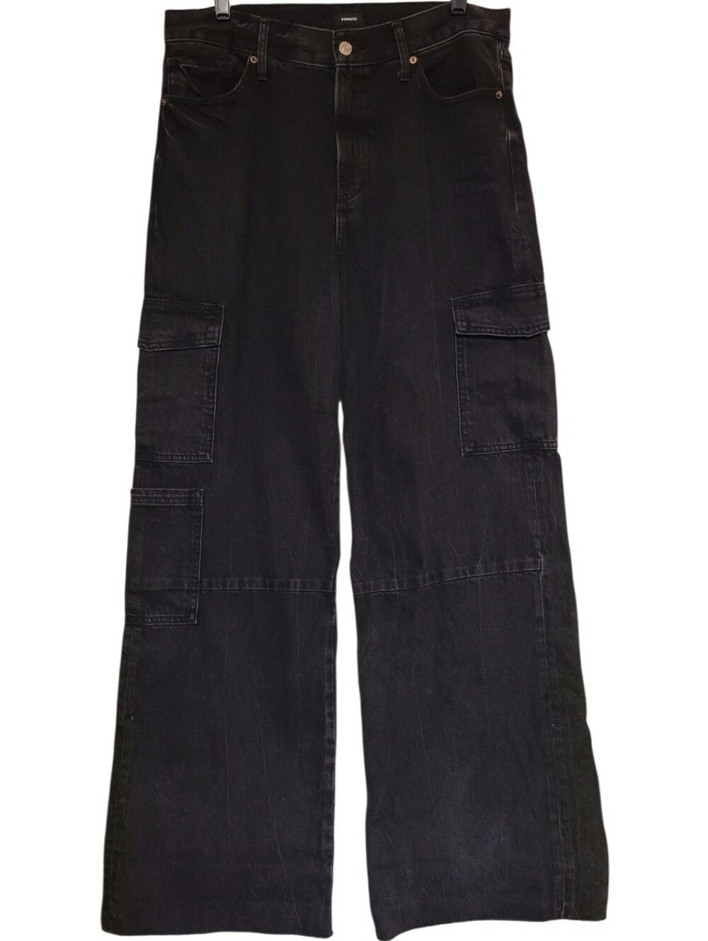Express Wide Leg High Rise Charcoal Jeans Size 12, Measures 34x33 Cargo Pockets